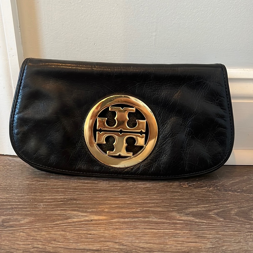Tory Burch Black clutch with chain